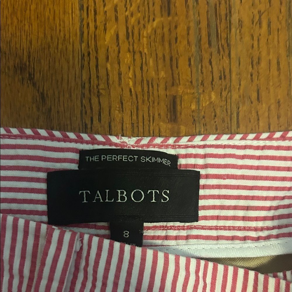 Talbots Pink and White Striped Skimmer Pants size 8  A - Picture 2 of 10
